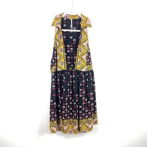 Free People Mustard Maroon Black Boho Tunic Size Small